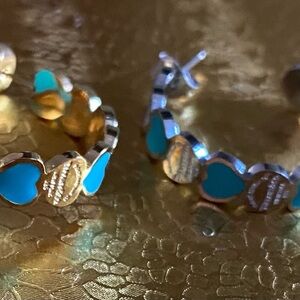 Turquoise Heart Hoop Earrings - Women Jewelry